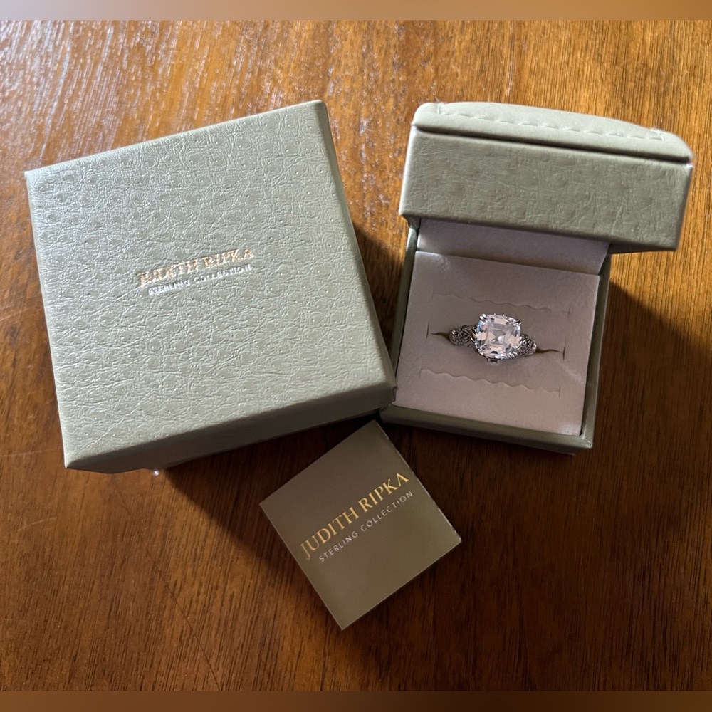 Judith Ripka Asscher Cut Diamonique CZ Ring Size 6